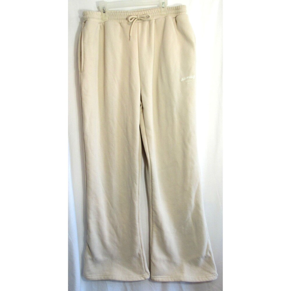 Wilo The Label Beige Allsport Outdoors Wide Leg Tie Waist Sweatpants Size M EUC